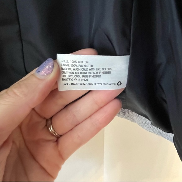 Merona Lined Chambray Blue and White Stripe Cotton Button Blazer Size 10 - Picture 10 of 11